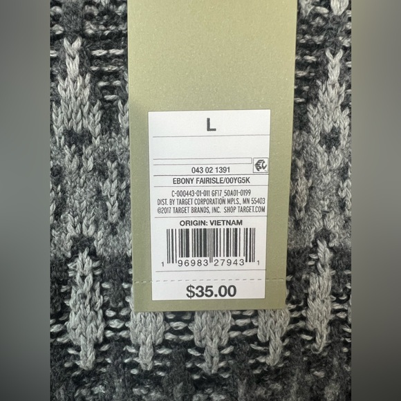 NWT Men's Fair Isle Design Ribbed Pullover Sweater Goodfellow & Co Gray Black L - Picture 6 of 8